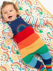 Kite - Baby organic rainbow knit dungarees - Embroidery detail - Adjustable straps with coconut buttons