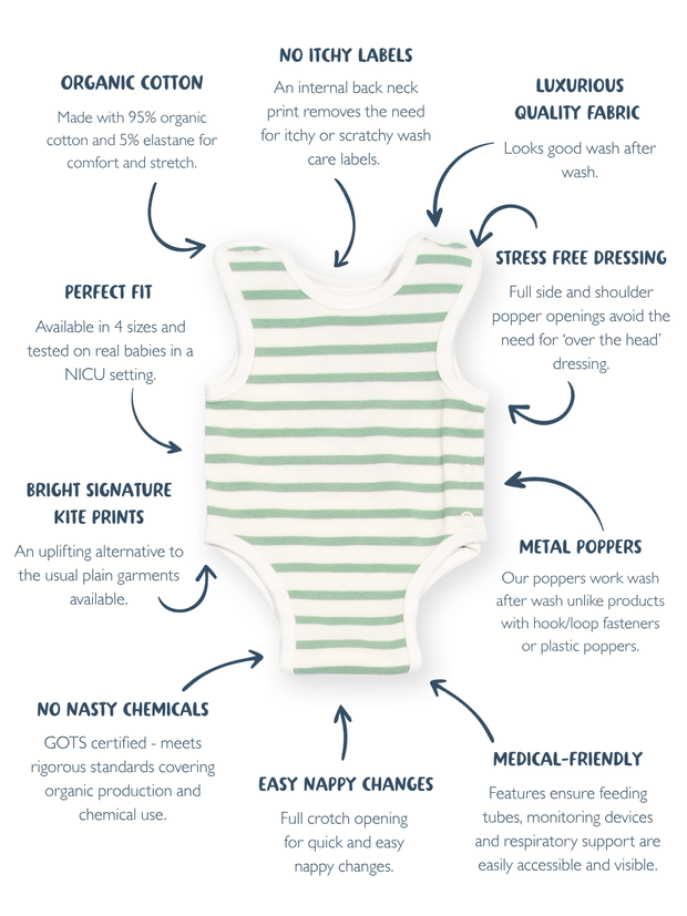 My First Vest Sage Stripe