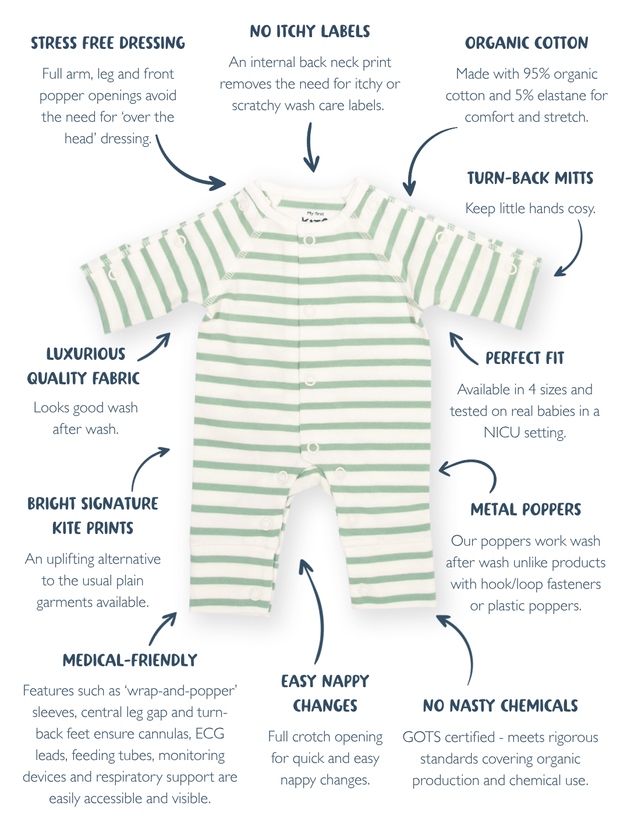 My First Sleepsuit Sage Stripe