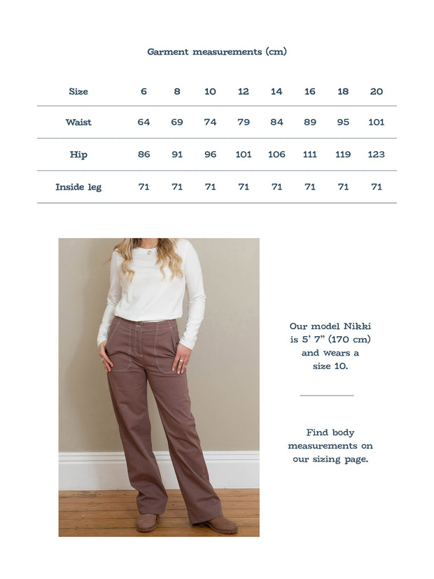 Evershot wide leg twill trousers mocha