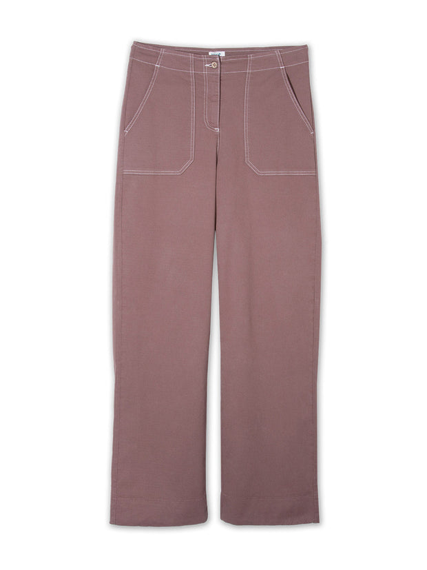 Evershot wide leg twill trousers mocha