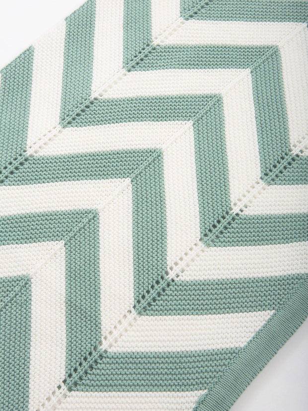 Chevron knit blanket soft spruce