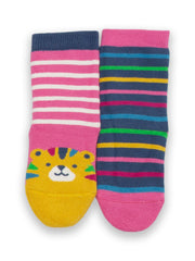 Tiger face grippy socks blush