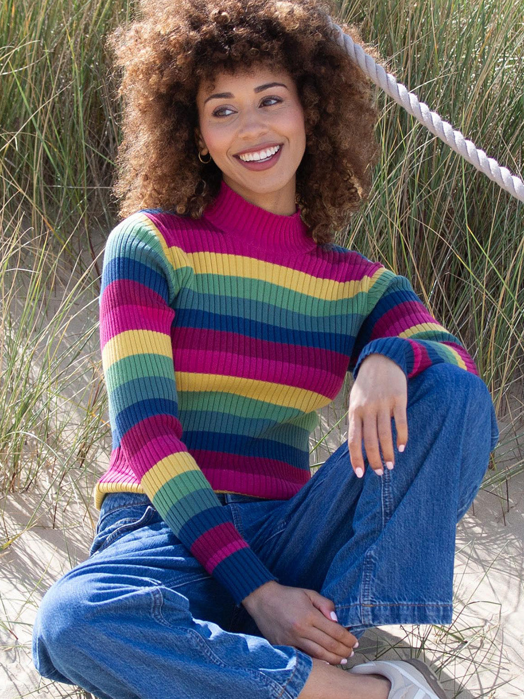 Trigon turtle neck knit top rainbow Kite Clothing