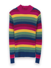 Trigon turtle neck knit top rainbow