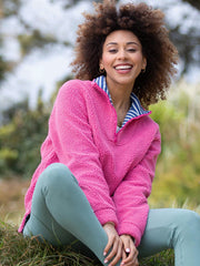 Purbeck 1/4 zip teddy fleece blush