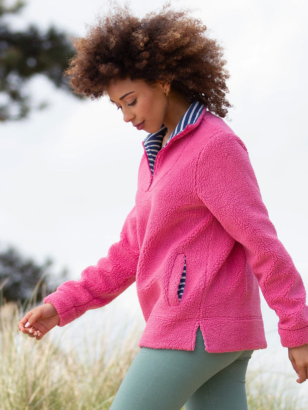 Purbeck 1/4 zip teddy fleece blush