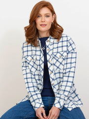 Leigh oversized flannel check shirt ecru