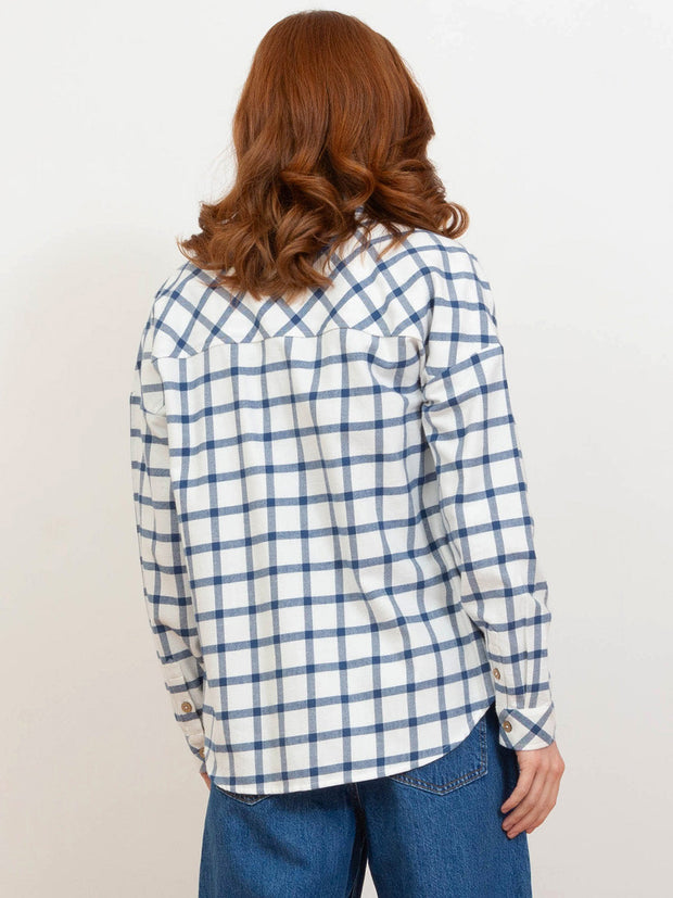 Leigh oversized flannel check shirt ecru