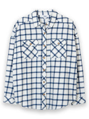 Leigh oversized flannel check shirt ecru