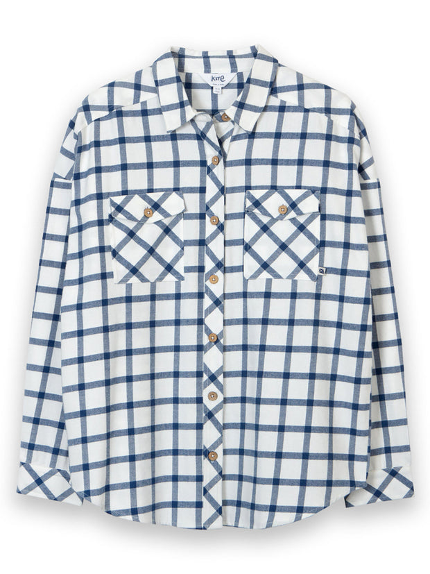 Leigh oversized flannel check shirt ecru