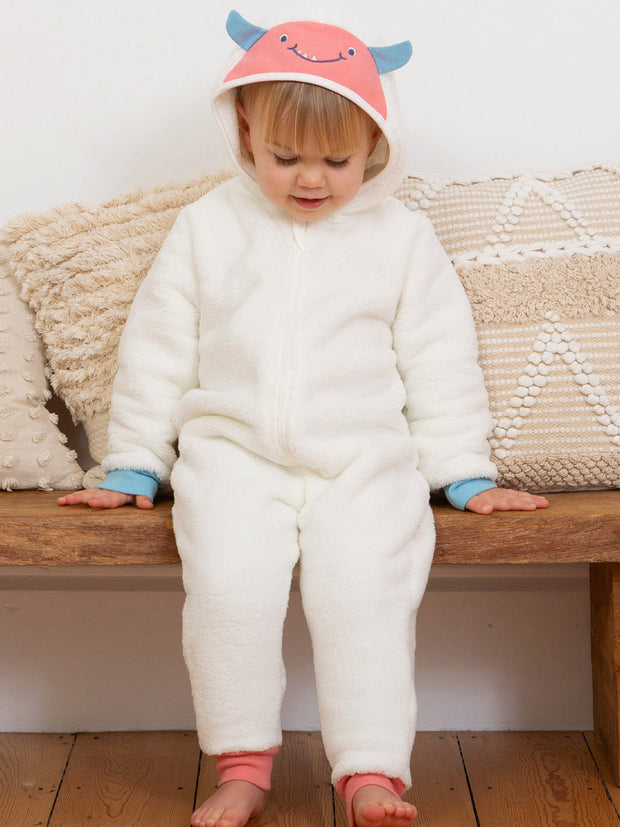 Huggle bub fleece onesie cream