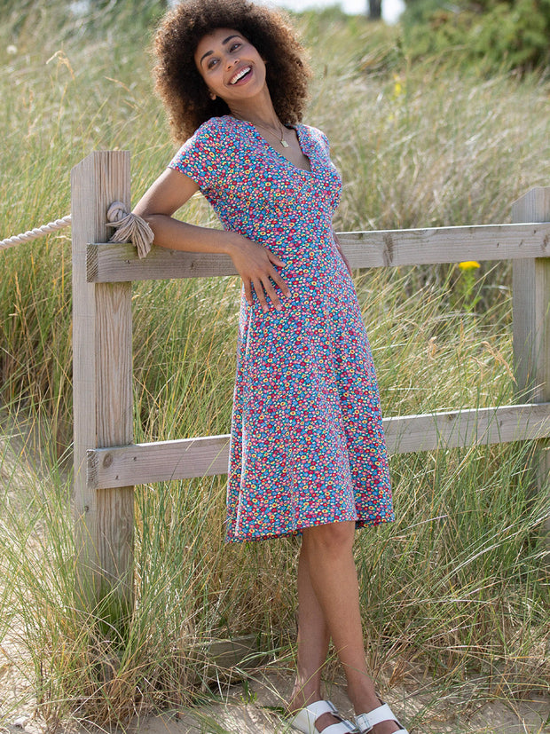 Cheselbourne jersey dress meadow ditsy bright