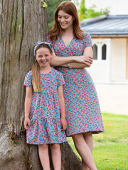 Cheselbourne jersey dress meadow ditsy bright