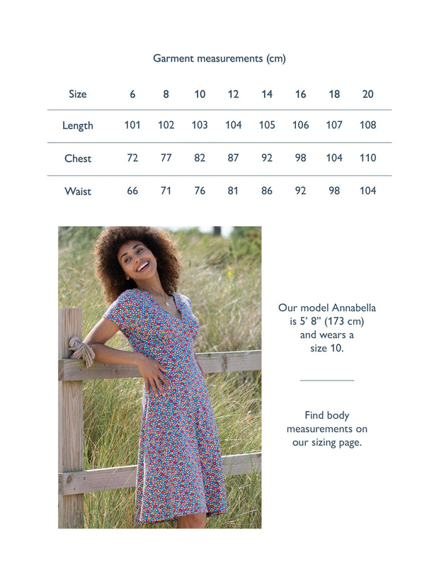 Cheselbourne jersey dress meadow ditsy bright