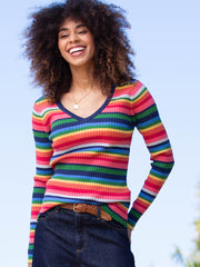 Trigon V-neck knit top