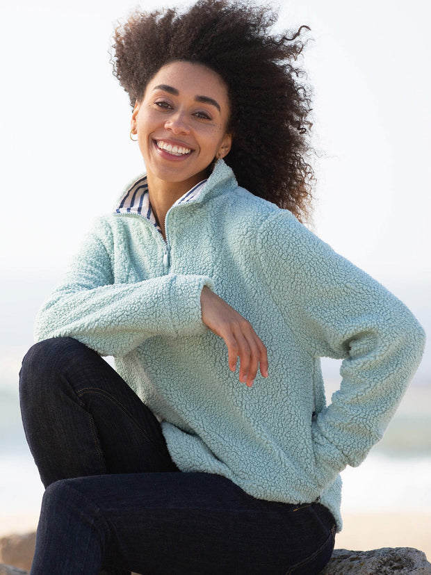 Purbeck 1/4 zip teddy fleece soft thyme