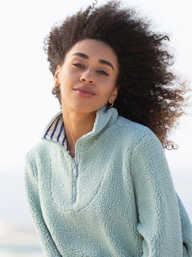 Purbeck 1/4 zip teddy fleece soft thyme