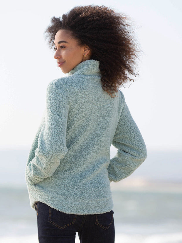 Purbeck 1/4 zip teddy fleece soft thyme