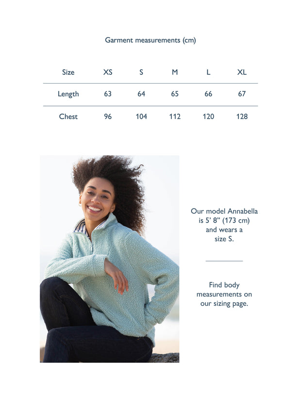 Purbeck 1/4 zip teddy fleece soft thyme