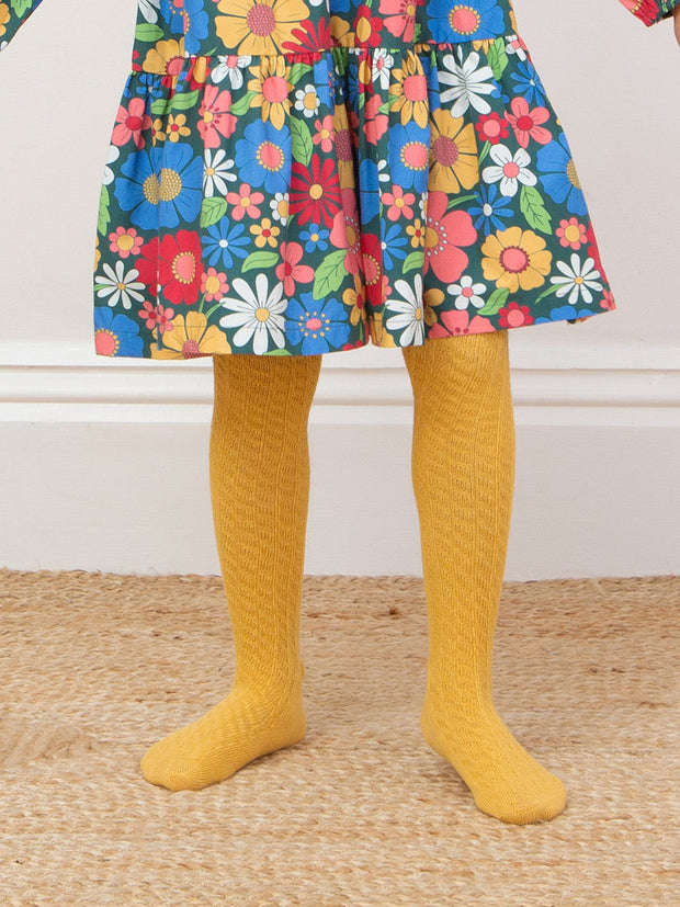 Cable tights ochre