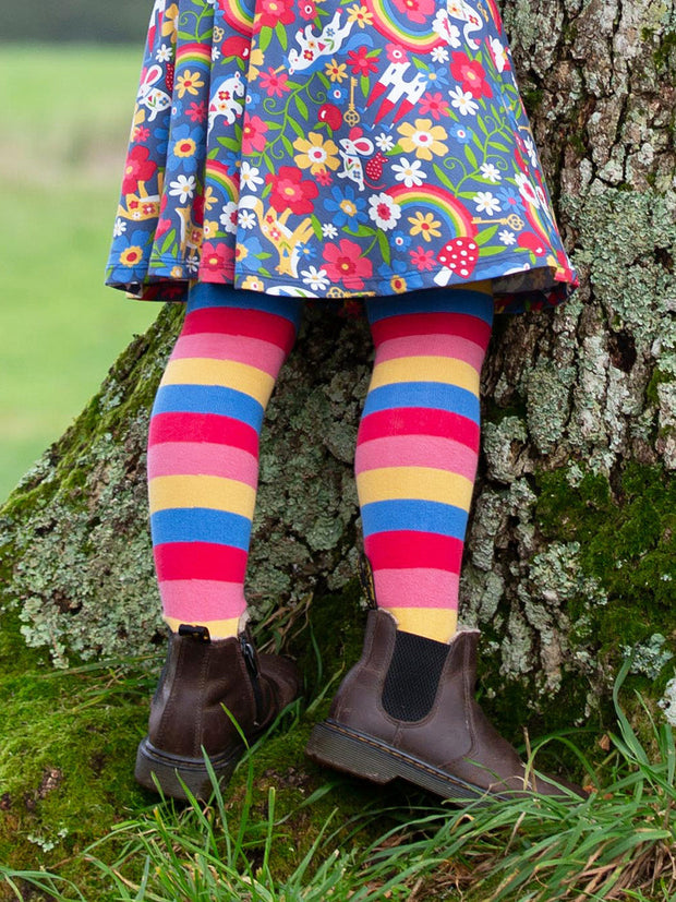 Stripy tights rose pink