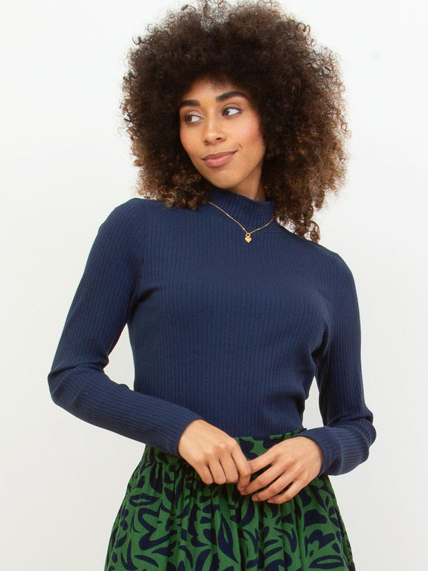 Bagber turtle neck jersey top midnight