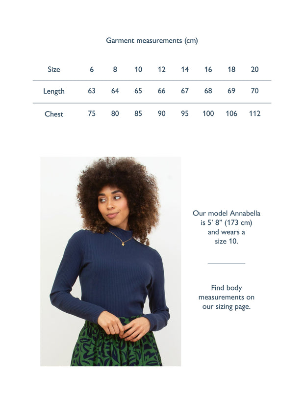 Bagber turtle neck jersey top midnight