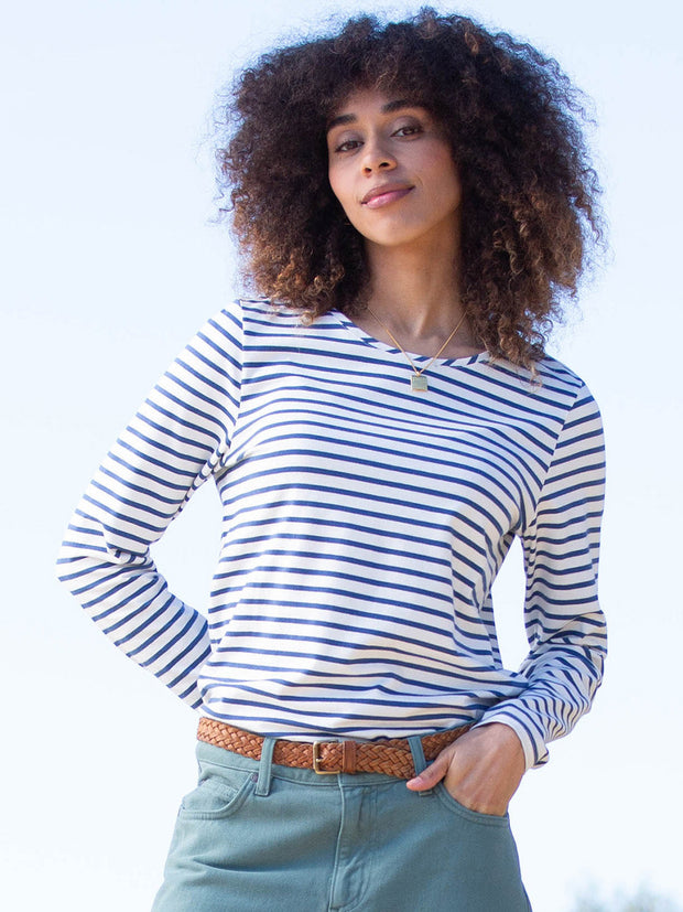 Tarrant jersey top navy stripe