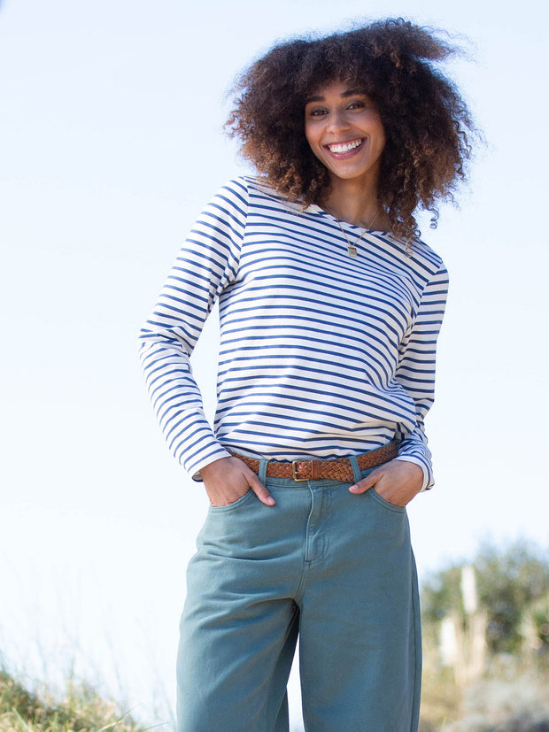 Tarrant jersey top navy stripe