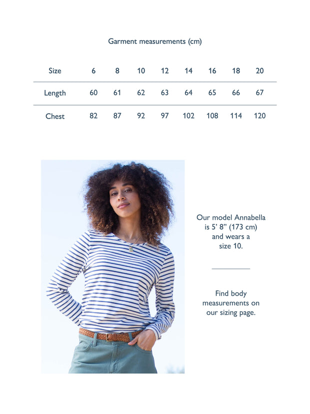 Tarrant jersey top navy stripe