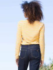 Tarrant V-neck jersey top ochre stripe