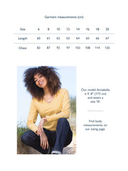 Tarrant V-neck jersey top ochre stripe