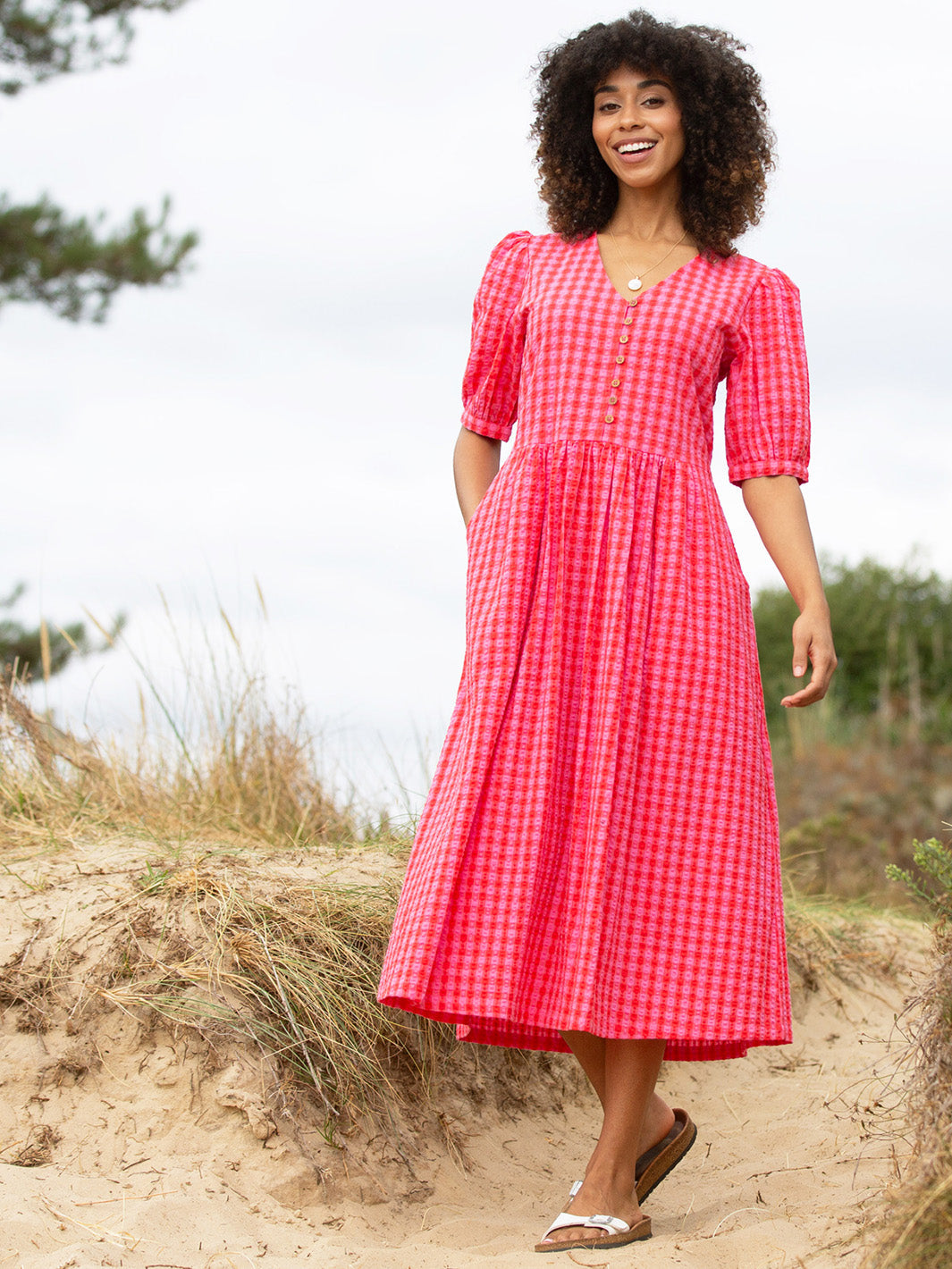 Worgret Seersucker Dress Gingham | Kite Clothing