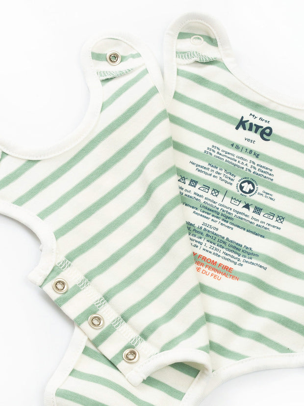 My First Vest Sage Stripe