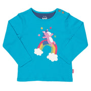 Flat shot of rainbow pony t-shirt