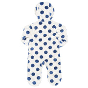 Flat shot of dotty fleece onesie