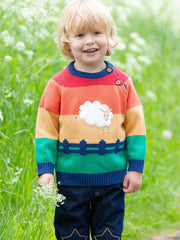 Kite - Boys organic sunset sheep jumper rainbow - Appliqué design - Midweight knitwear