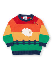 Kite - Boys organic sunset sheep jumper rainbow - Appliqué design - Midweight knitwear
