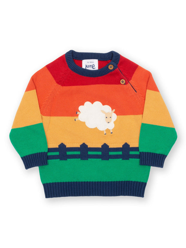 Kite - Boys organic sunset sheep jumper rainbow - Appliqué design - Midweight knitwear