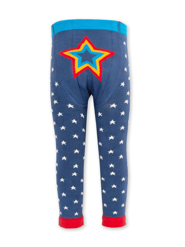 Kite - Boys organic cotton superstar knit leggings navy - Star design on seat and legs