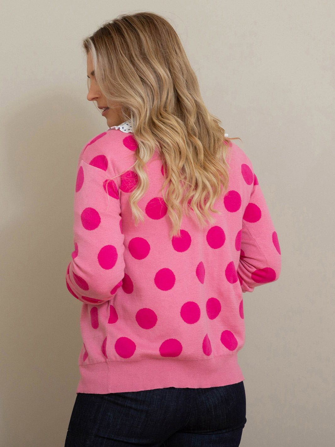 Pink polka dot sweater best sale