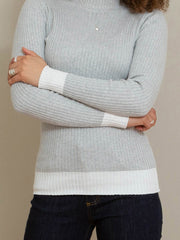 Trigon turtle neck knit top grey marl