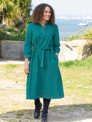 Kite - Womens organic cotton Lillington cord dress green - Mid-calf length