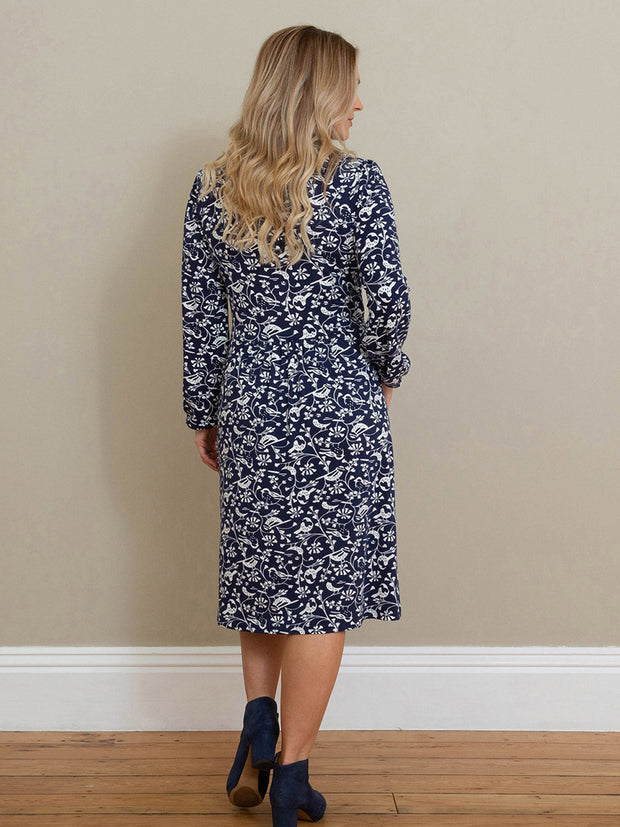 Arne jersey dress garden birds