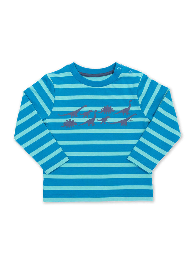 Kite - Boys organic cotton dino stroll t-shirt blue - Placement print - Long sleeved