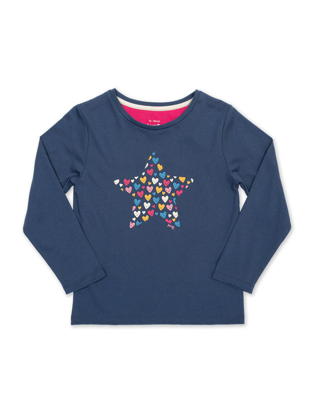 Kite - Girls organic cotton loveshine t-shirt navy - Placement print - Long sleeved