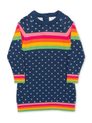 Kite - Girls organic cotton moonbow knit dress navy - Long sleeved