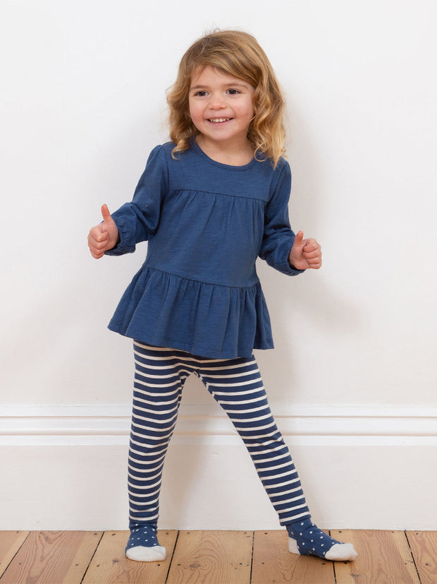 Stripy leggings navy