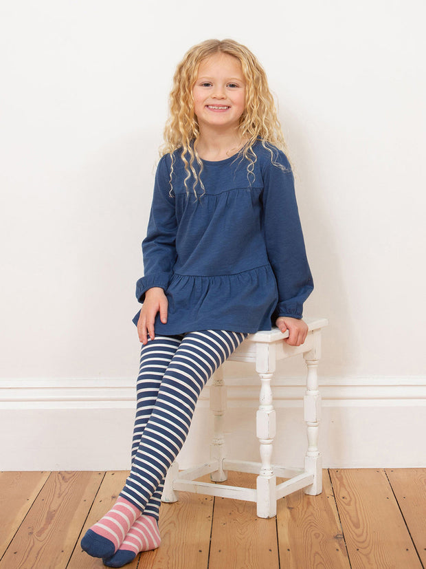 Stripy leggings navy